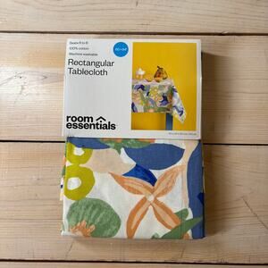 Room Essentials NWT Bright Floral Rectangular Cotton Tablecloth 60x84